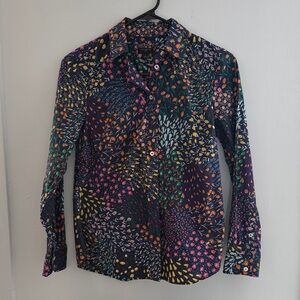Talbots Multicolor Patterned Button Down Shirt Petite